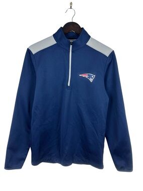 NFL New England Patriots Navy & Gray Quarter-Zip Performance Pullover Size Small